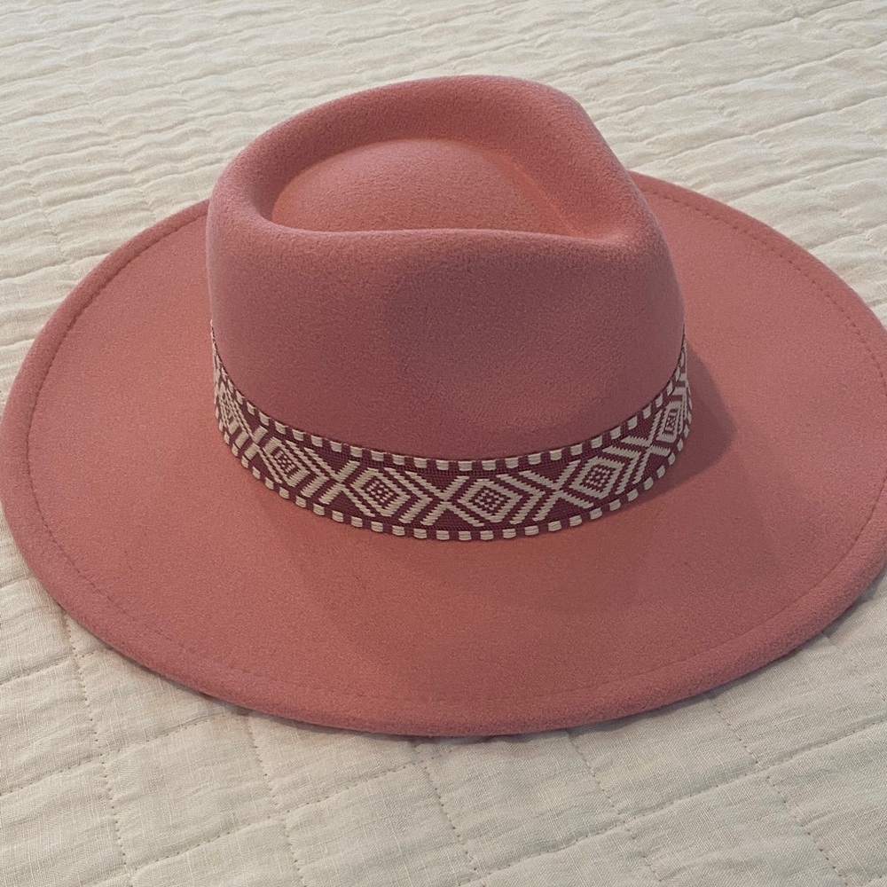 Pink wide brim hat